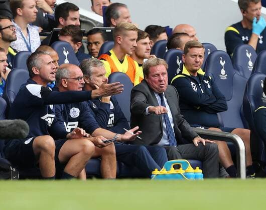 QPR s Harry Redknapp looks on dejected - Barclays Premier League - Tottenham vs Queens Park Rangers - White Hart Lane - London - England - 24th August 2014 - Picture David Klein Sportimage EDITORIAL USE ONLY. No use with unauthorised audio, video, data, fixture lists, club league logos or live services. Online in-match use limited to 120 images, no video emulation. No use in betting, games or single club league player publications.