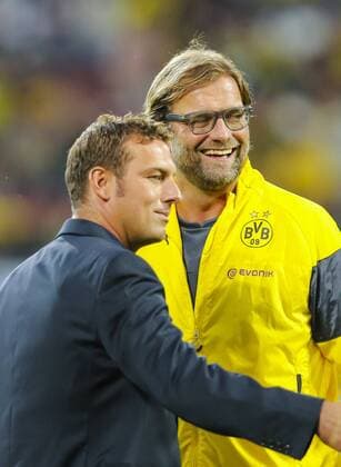 Juergen KLOPP, Chef - Trainer BVB Markus WEINZIERL, FCA Trainer FC AUGSBURG - BORUSSIA DORTMUND (1-3 ) Fussball 1. Bundesliga , Augsburg, am 29.08.2014 2.Spieltag, Saison 2014 2015, Liga01, 1.Liga, 1.Bundesliga, FCA, BVB