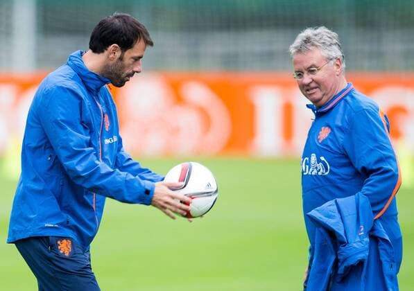 05.09.2014, Sportzentrum, Seefeld, AUT, FS Vorbereitung, Trainingslager, Niederlaendisches Nationalteam, im Bild v.l. Co-Trainer Ruud van Nistelrooy, Trainer Guus Hiddink Netherlands national soccer team head coach Guus Hiddink ( R ) an his co coach Ruud van Nistelrooy (L) during a training session of the national footballteam of Netherlands in preparation for the upcoming EURO 2016 qualifying match against Czech Republic on 09. Spetember 2014 in Prague, at the trainingsground Sportzentrum in Seefeld, Austria on 2014 09 05. EP_Gro