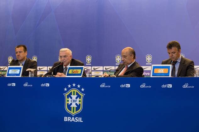 RIO DE JANEIRO, Sept. 17, 2014 -- Delegates of the Brazilian Football Confederation (CBF, its acronym in Spanish), take part in a press conference in Rio de Janeiro, Brazil, on Sept. 17, 2014. The list of players of the Brazilian National Football Team which will play the America classic game against Argentina in Beijing, capital of China, on Oct. 11, was announced during the press conference on Wednesday. ) (jp) (ah) (SP)BRAZIL-RIO DE JANEIRO-SOCCER-NATIONAL TEAM XuxZijian