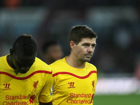 Liverpool s Steven Gerrard looks dejected at full time - Barclays Premier League - West Ham United vs Liverpool - Upton Park - England - 20th September 2014 - Picture David Klein Sportimage EDITORIAL USE ONLY. No use with unauthorised audio, video, data, fixture lists, club league logos or live services. Online in-match use limited to 120 images, no video emulation. No use in betting, games or single club league player publications.
