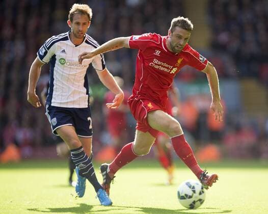 West Brom s Ben Foster and Craig Gardner combine to keep out Adam Lallana of Liverpool - Liverpool vs. West Bromwich Albion - Barclay s Premier League - Anfield - Liverpool - 04 10 2014 Pic Philip Oldham Sportimage EDITORIAL USE ONLY. No use with unauthorised audio, video, data, fixture lists, club league logos or live services. Online in-match use limited to 120 images, no video emulation. No use in betting, games or single club league player publications.