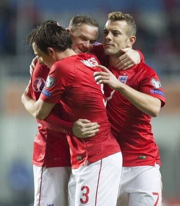 Wayne Rooney of England celebrates the opening goal - Estonia vs. England - UEFA Euro 2016 Qualifier - A. Le Coq Arena - Tallinn - 12 10 2014 Pic Philip Oldham Sportimage EDITORIAL USE ONLY. No use with unauthorised audio, video, data, fixture lists, club league logos or live services. Online in-match use limited to 120 images, no video emulation. No use in betting, games or single club league player publications.