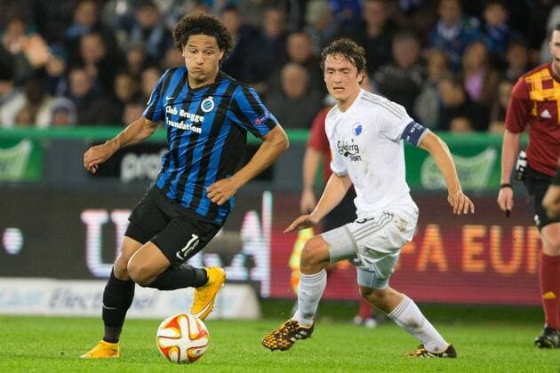 - BRUGGE, BELGIUM: Club s Felipe Gedoz De Conceicao and Kobenhavn s Thomas Delaney fight for the ball during a game between Belgian soccer team Club Brugge and Danish team FC Kobenhavn, Thursday 23 October 2014, in Brugge stadium. It is the third day of the group stage of the UEFA Europa League competition, in group B. KURTxDESPLENTER premiumd 20146068
