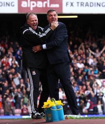 West Ham United v Manchester City . . London, UK . . 25.10.2014 Sam Allardyce (West Ham manager) celebrates the second West Ham goal.