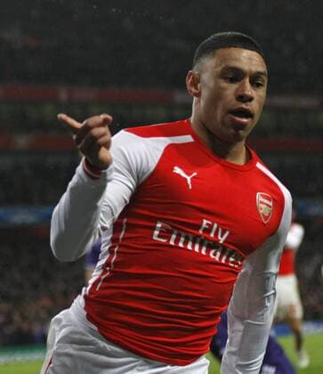 Arsenal s Alex Oxlade-Chamberlain celebrates scoring a goal during the Champions League Arsenal FC London - RSC Anderlecht - ZUMAcs12