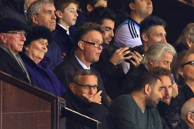 Louis Van Gaal, manager of Manchester United watches on from the stands - Argentina vs. Portugal - International Friendly - Old Trafford - Manchester - 18 11 2014 Pic Philip Oldham Sportimage EDITORIAL USE ONLY. No use with unauthorised audio, video, data, fixture lists, club league logos or live services. Online in-match use limited to 120 images, no video emulation. No use in betting, games or single club league player publications.