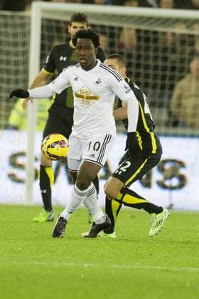 Football - 2014 2015 Premier League - Swansea City vs. Tottenham Hotspur at The Liberty Stadium. COLORSPORT WINSTON BYNORTH