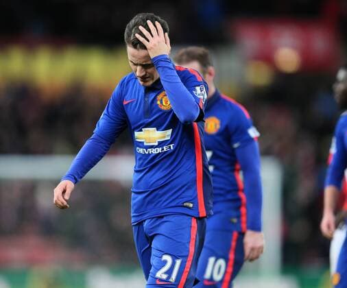 Ander Herrera OF Manchester United ManU dejected - Barclays Premier League - Stoke City vs Manchester Utd - Stoke - England - 1st January 2015 - Picture Simon Bellis Sportimage EDITORIAL USE ONLY. No use with unauthorised audio, video, data, fixture lists, club league logos or live services. Online in-match use limited to 120 images, no video emulation. No use in betting, games or single club league player publications.
