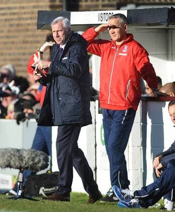 Football - 2014 2015 FA Cup - Third Round: Dover Athletic vs. Crystal Palace Palace manager Alan Pardew at the Crabble Athletic Ground. COLORSPORT ANDREW COWIE