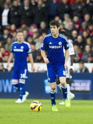 Football - 2014 2015 Premier League - Swansea City vs. Chelsea Oscar of Chelsea attacks at The Liberty Stadium. COLORSPORT WINSTON BYNORTH