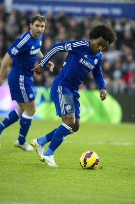 Football - 2014 2015 Premier League - Swansea City vs. Chelsea Willian of Chelsea shoots atgoal at The Liberty Stadium. COLORSPORT WINSTON BYNORTH