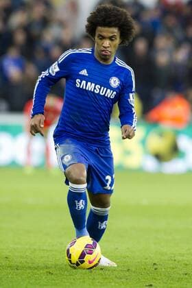 Football - 2014 2015 Premier League - Swansea City vs. Chelsea Willian of Chelsea attacks at The Liberty Stadium. COLORSPORT WINSTON BYNORTH