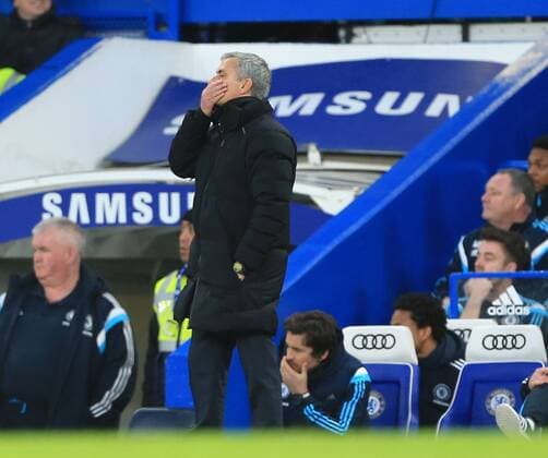 Chelsea s Jose Mourinho looks on dejected FA Cup Fourth Round - Chelsea vs Bradford City - Stamford Bridge - England - 24th January 2015 - Picture David Klein Sportimage EDITORIAL USE ONLY. No use with unauthorised audio, video, data, fixture lists, club league logos or live services. Online in-match use limited to 120 images, no video emulation. No use in betting, games or single club league player publications.