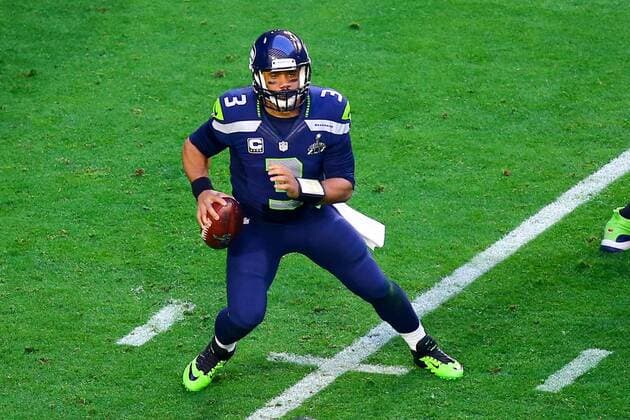 01 FEB 2015: Seattle Seahawks quarterback Russell Wilson (3) during the first quarter of Super Bowl XLIX being played at University of Phoenix Stadium. The New England Patriots defeat the Seattle Seahawks 28-24 in Super Bowl XLIX at University of Phoenix Stadium in Glendale Arizona. NFL American Football Herren USA FEB 01 Super Bowl XLIX - Patriots v Seahawks Icon020115277 EDITORIAL USE ONLY