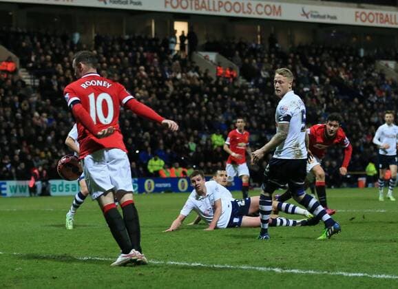 Manchester United ManU s Ander Herrera scoring his sides opening goal FA Cup - Preston North End vs Manchester United - Deepdale - England - 16th February 2015 - Picture David Klein Sportimage EDITORIAL USE ONLY. No use with unauthorised audio, video, data, fixture lists, club league logos or live services. Online in-match use limited to 120 images, no video emulation. No use in betting, games or single club league player publications.