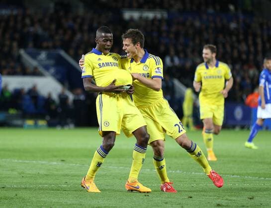 Chelsea s Ramires celebrates scoring his sides third goal Barclays Premier League - Leicester City vs Chelsea - King Power Stadium - England - 26th April 2015 - Picture David Klein Sportimage EDITORIAL USE ONLY. No use with unauthorised audio, video, data, fixture lists, club league logos or live services. Online in-match use limited to 120 images, no video emulation. No use in betting, games or single club league player publications.