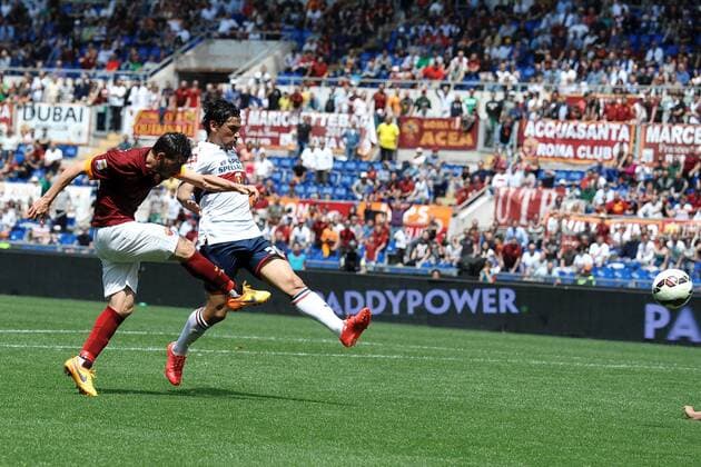 Alessandro Florenzi Roma. Goal celebration 2-0 Roma 03-05-2015 Stadio Olimpico, Football Calcio Serie A 2014 2015 AS Roma vs. Genoa CFC andreaxstaccioli