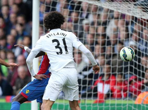 Manchester United ManU s Marouane Fellaini scoring his sides second goal Barclays Premier League - Crystal Palace vs Manchester United- Selhurst Park - England - 9th May 2015 - Picture David Klein Sportimage EDITORIAL USE ONLY. No use with unauthorised audio, video, data, fixture lists, club league logos or live services. Online in-match use limited to 120 images, no video emulation. No use in betting, games or single club league player publications.