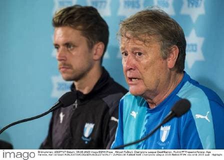 Aktuell Fußball, Champions League Qualifikation, Malmö FF Pressekonferenz: Age Hareide, Kari Arnason - ZUMAb138