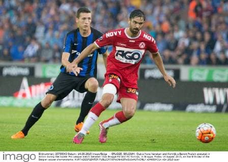 - BRUGGE, BELGIUM: Club s Hans Vanaken and Kortrijk s Benoit Poulain pictured in action during the Jupiler Pro League match between Club Brugge KV and KV Kortrijk, in Brugge, Friday 14 August 2015, on the 4rth day of the Belgian soccer championship. KURTxDESPLENTER x04680431x