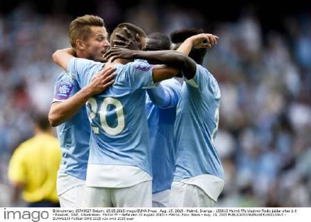 Aug. 15, 2015 - Malmö, Sverige - 150815 Malmö FFs Vladimir Rodic jublar efter 1-0 - Fussball, SWE, Allsvenskan: Malmö FF - Gefle den 15 august 2015 in Malmö..Foto: News - Aug. 15, 2015 - ZUMAb138