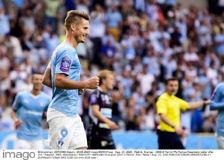 Aug. 15, 2015 - Malmö, Sverige - 150815 Malmö FFs Markus Rosenberg jublar efter 2-0 - Fussball, SWE, Allsvenskan: Malmö FF - Gefle den 15 august 2015 in Malmö..Foto: News - Aug. 15, 2015 - ZUMAb138