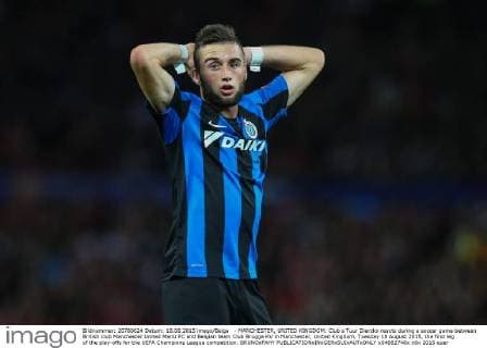 - MANCHESTER, UNITED KINGDOM: Club s Tuur Dierckx reacts during a soccer game between British club Manchester United ManU FC and Belgian team Club Brugge KV in Manchester, United Kingdom, Tuesday 18 August 2015, the first leg of the play-offs for the UEFA Champions League competition. BRUNOxFAHY x04682748x