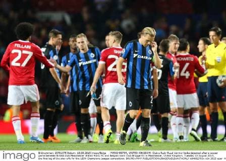 - MANCHESTER, UNITED KINGDOM: Club s Rudy Ruud Vormer looks dejected after a soccer game between British club Manchester United ManU FC and Belgian team Club Brugge KV in Manchester, United Kingdom, Tuesday 18 August 2015, the first leg of the play-offs for the UEFA Champions League competition. BRUNOxFAHY x04682785x