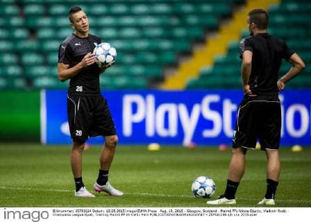 Aug. 18, 2015 - Glasgow, Scotland - Malmö FFs Nikola Djurjic, Vladimir Rodic - Champions League Quali, Training Malmö FF im Celtic Park - ZUMAb138