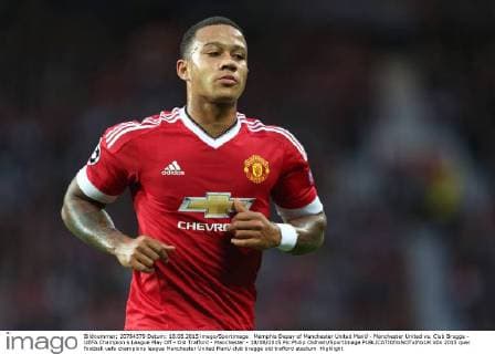 Memphis Depay of Manchester United ManU - Manchester United vs. Club Brugge - UEFA Champion s League Play Off - Old Trafford - Manchester - 18 08 2015 Pic Philip Oldham SportImage EDITORIAL USE ONLY. No use with unauthorised audio, video, data, fixture lists, club league logos or live services. Online in-match use limited to 120 images, no video emulation. No use in betting, games or single club league player publications.