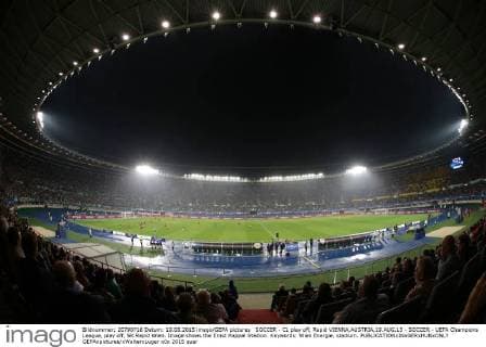 SOCCER - CL play off, Rapid VIENNA,AUSTRIA,19.AUG.15 - SOCCER - UEFA Champions League, play off, SK Rapid Wien. Image shows the Ernst Happel Stadion. Keywords: Wien Energie, stadium. GEPAxpictures xWalterxLuger