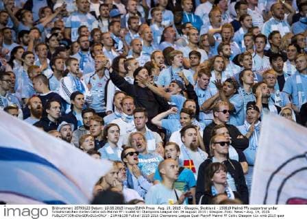 Aug. 19, 2015 - Glasgow, Skottland - 150819 Malmö FFs supportrar under fotbollsmatchen mellan Celtic och Malmö FF i kvalet till Champions League den 19 augusti 2015 i Glasgow..Foto: News - Aug. 19, 2015 - ZUMAb138