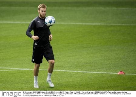 Aug. 24, 2015 - Malmö, Sverige - 150824 Malmö FFs Rasmus Bengtsson during practice session of Malmö FF for the Champions League Playoff match. - ZUMAb138