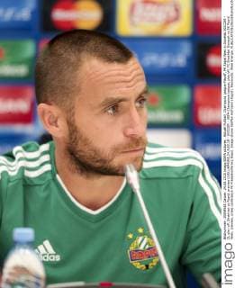 Aktuell Fußball, Champions League Playoff, PK Rapid Wien in Donetsk SOCCER - CL play off, Shakhtar vs Rapid, preview LVIV,UKRAINE,24.AUG.15 - SOCCER - UEFA Champions League, play off, FC Shakhtar Donetsk vs SK Rapid Wien, preview, press conference PK Pressekonferenz Rapid. Image shows Steffen Hofmann (Rapid). Keywords: Wien Energie. GEPAxpictures xPhilippxBrem