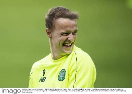 Aug. 24, 2015 - Malmö, Sverige - 150824 Celtics Leigh Griffiths skrattar during practice session of Celtic Glasgow for the UEFA Champions League Playoff Quali 2015 2016 match. - ZUMAb138
