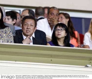 Second leg of Champions League playoff match between FC Valencia and AS Monaco. In this picture, Peter Lim and Chan Lay Hoon. xJOSExANTONIOxSANZx