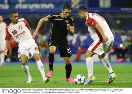 Zagreb, 25.8.2015. - Champions League, Play-Offs 2nd leg, Stadion Maksimir, GNK Dinamo (blue) - KF Skenderbeu (white) 4:1 Marko PJACA (20) ?s Esquerdinha (30) and Renato ARAPI (3)