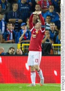 - BRUGGE, BELGIUM: Manchester s Wayne Rooney celebrates after scoring during a soccer game between Belgian first league team Club Brugge KV and British club Manchester United ManU FC in Brugge, Wednesday 26 August 2015, the return game of the play-offs of the UEFA Champions League competition. Manchester United won the first leg 3-1. KURTxDESPLENTER x04687514x