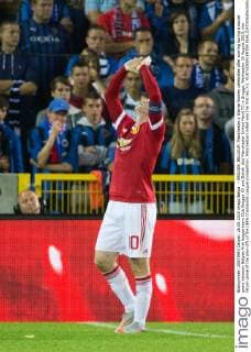 - BRUGGE, BELGIUM: Manchester s Wayne Rooney celebrates after scoring during a soccer game between Belgian first league team Club Brugge KV and British club Manchester United ManU FC in Brugge, Wednesday 26 August 2015, the return game of the play-offs of the UEFA Champions League competition. Manchester United won the first leg 3-1. KURTxDESPLENTER x04687515x