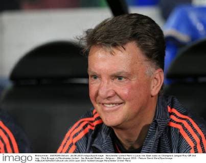 Manchester United ManU s Louis Van Gaal looks on Champions League Play-Off 2nd Leg - Club Brugge vs Manchester United - Jan Breydel Stadium - Belgium - 26th August 2015 - Picture David Klein Sportimage EDITORIAL USE ONLY. No use with unauthorised audio, video, data, fixture lists, club league logos or live services. Online in-match use limited to 120 images, no video emulation. No use in betting, games or single club league player publications.