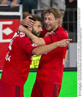 Leverkusen, 26.08.2015, BayArena Torjubel: Admir Mehmedi (Bayer), Stefan Kiessling (Bayer) Bayer Leverkusen - Lazio Rom mm