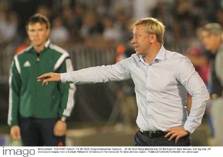 26.08.2015 Belgrade(Serbia) FK Partizan-FC Bate Borisov 2nd leg play off champions league men s football Aleksandr Ermakovich-Yermakovich FC Bate Borisov coach :