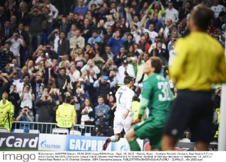 Sept. 15, 2015 - Madrid, Spain - Cristiano Ronaldo (forward, Real Madrid F.C.) in action during the UEFA Champions League match between Real Madrid and FC Shakhtar Donetsk at Santiago Bernabeu on September 15, 2015 in Madrid Real Madrid vs FC Shakhtar Donetsk. UEFA Champions League. - ZUMAg15_
