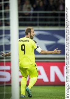 - GENT, BELGIUM: Gent s Laurent Depoitre reacts during the first game in the group stage of the Uefa Champions League competition, in group H, between Belgian first league soccer team KAA Gent and Olympique Lyon, in Gent, Wednesday 16 September 2015. JASPERxJACOBS x04701487x