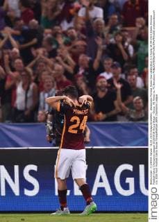 Alessandro Florenzi Roma Goal celebration 1-1 Roma 16-09-2015 Stadio Olimpico Football Calcio Champions League 2015 2016 Group Stage - Group, AS Roma vs. FC Barcelona andreaxstaccioli