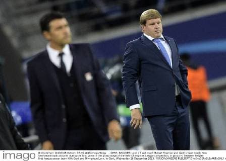 - GENT, BELGIUM: Lyon s head coach Hubert Fournier and Gent s head coach Hein Vanhaezebrouck pictured during the first game in the group stage of the Uefa Champions League competition, in group H, between Belgian first league soccer team KAA Gent and Olympique Lyon, in Gent, Wednesday 16 September 2015. YORICKxJANSENS x04701500x
