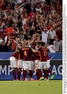 Sept. 16, 2015 - Rome, Itay - Alessandro Florenzi celebrates after scoring his team s first goal during the UEFA Champions League match between AS Roma and FC Barcelona Barca at Stadio Olimpico in Rome on September 16, 2015. AS Roma v FC Barcelona - UEFA Champions League - ZUMAn230