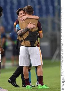 Rom, Italien - Fussball, Champions League, AS Rom vs. FC Barcelona: Lionel Messi-Francesco Totti