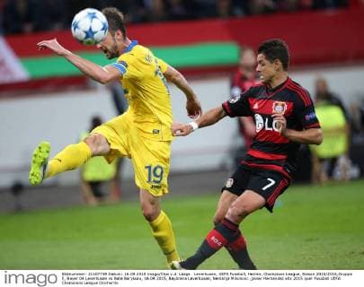 Leverkusen, UEFA Fussball, Herren, Champions League, Saison 2015 2016,Gruppe E, Bayer 04 Leverkusen vs Bate Baryssau, 16.09.2015, BayArena Leverkusen, Nemanja Milunovic ,javier Hernandez